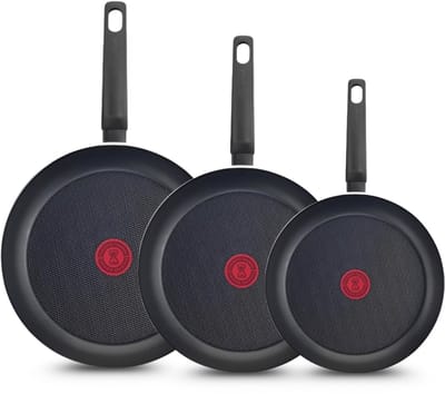 Tefal Simple Cook Koekenpannenset - 24/28/32cm - Niet geschikt voor Inductie - Anti-aanbaklaag - Aluminium - Zwart