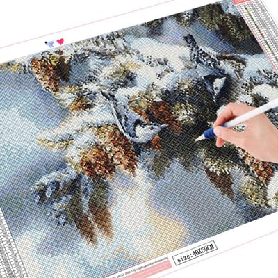 5D DIY diamant schilderij vogel winter woondecoratie volledige boor ronde strass borduurwerk 20X30CM gray