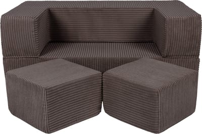 Kindersofa van zacht velours - Bruin