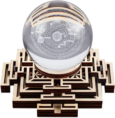 JHUBERS - Geometrie Crystal Sphere Display Stand - Houten Rack - Decoratie - Kristallen Bal Houder - Meditatie Chakra Kunst - Spirituele Geschenken