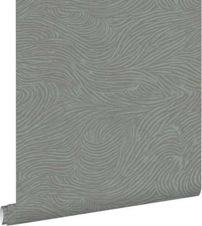 ESTAhome behang 3d golvende lijnen vergrijsd groen - 50 x 900 cm - 139664