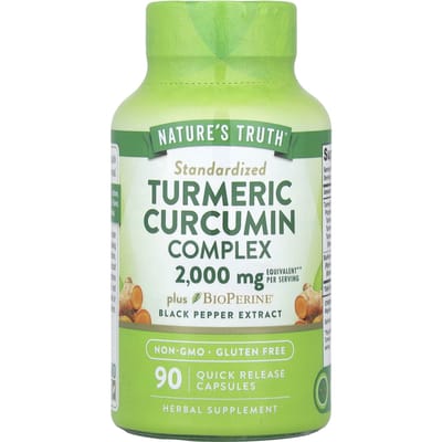Nature's Truth, Kurkuma Curcumine Complex Plus BioPerine® Zwarte Peper Extract, 90 Snelwerkende Capsules