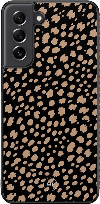 Hoesje geschikt voor Samsung Galaxy S21 FE - Savannah spots - TPU Hard Case Backcover - Zwart, Bruin - Mooie Telefoonhoesjes