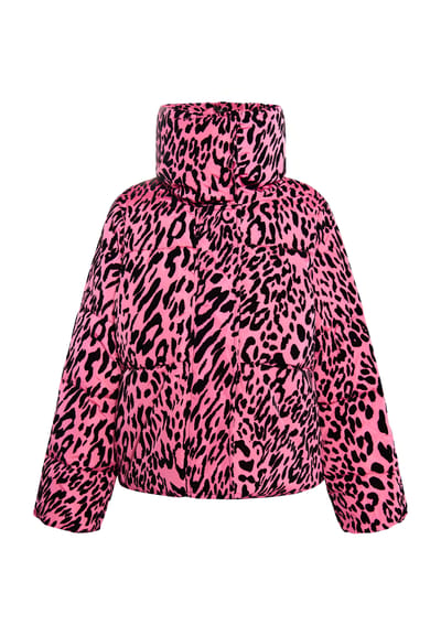 Faina Gewatteerd jasje met luipaardprint Dames Roze Leeuw