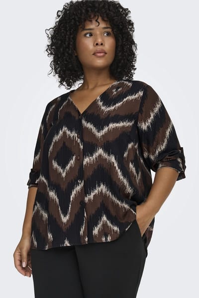 ONLY CARMAKOMA - CARCAMILLE 3/4 V-NECK SHIRT AOP - Meisjes - Blouses