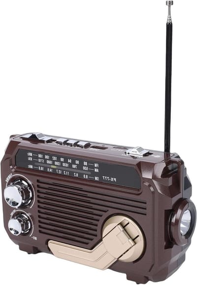 Noodradio met Bluetooth - Draagbare radio - Veilige communicatie - Zonne-energie opladen - 19.99 x 11.99 cm - Donkerbruin