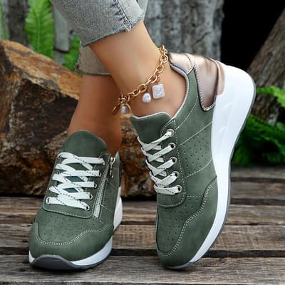 Plus Size Mode Wedge Sneakers voor Dames Lente Vetersluiting Platform Sportschoenen Vrouw Lichtgewicht Antislip Casual Schoenen 41 white