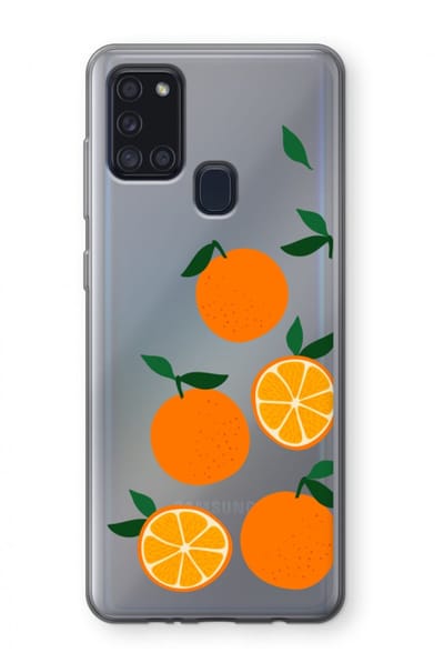 Case Company® - Hoesje geschikt voor Samsung Galaxy A21s hoesje - Will you be my clementine - Soft Cover Telefoonhoesje - Bescherming aan alle Kanten en Schermrand