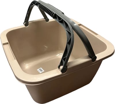 HL Afwasbak – Vierkante Afwasteil – 18,5 Liter – Beige – Met Hengsel – Wasbak – Keuken & Huishouden – Camping - 39x39x22cm