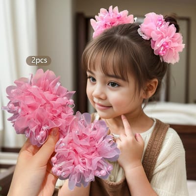 2 pièces Serre-tête rose mignon pour fille, Accessoire de cheveux doux style princesse, Accessoire de cheveux polyvalent pour enfants sans abîmer les cheveux rose