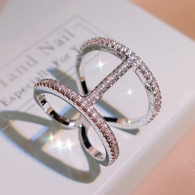 Nieuwe Europese en N Mode Stijl Ronde Holle Diamant Ring Ring Vrouwelijke Kruisring Vrouwelijke No. 6 gray