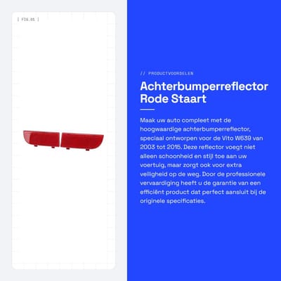 Dailygoods- Achterbumperreflector Professioneel Vervaardigd - Reflectoren - Vervanging voor Vito W639 2003-2015 - OE-onderdeelnummer 6398260440 - Stijlvol Ontwerp - Eenvoudig te Installeren - Reflector