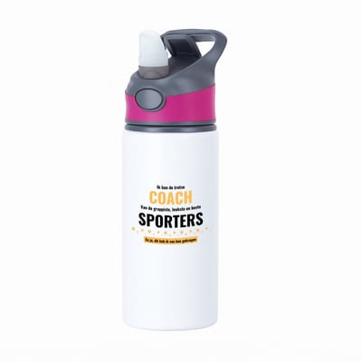Hacebo® - ik ben de trotste coach van de grappigste, leukste en beste sporters, en ja dit heb ik van hun gekregen waterfles met rietje roze - de trotste coach - sport - verjaardagscadeau - verjaardag - cadeau - water fles - 650ML