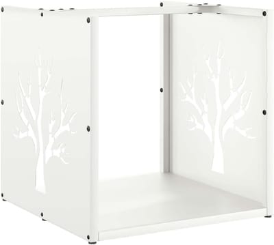 Brandhoutrek - Houtopslag - Buitenhaard - Koudgewalst staal - 40x40x40 cm - Wit