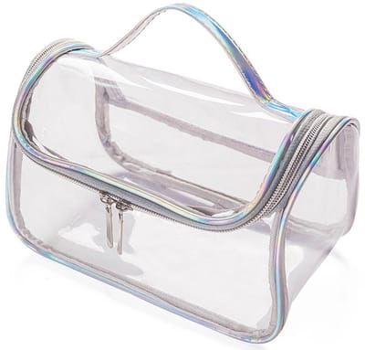 JeiibrZui Doorzichtige Toilettas - Doorzichtige Make-Up Tas - Zacht & Duurzaam PVC Materiaal Gemakkelijk Te Vinden Wat Je Nodig Hebt - 1 - Voor Reizen En Dagelijks Gebruik Zilvergrijs Transparant