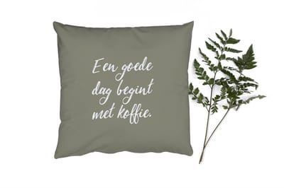 Sierkussens - Kussentjes Woonkamer - 50x50 cm - Spreuken - Een goede dag begint met koffie - Koffie - Quotes