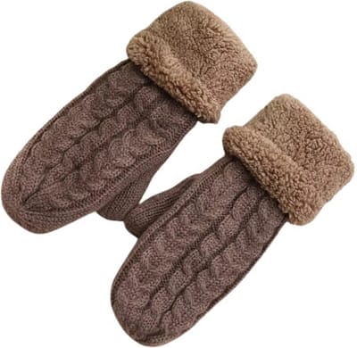 Kabelgebreide Dames Wanten met Warme Voering – Bruin – Gebreide Winter Handschoenen – Trendy & Comfortabel