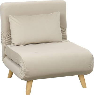 MODFU Slaapstoel - 2-In-1 Functie - Verstelbare Rugleuning - Voor Woonkamer - Fluweellook - Beige - 72 x 78 x 79 cm