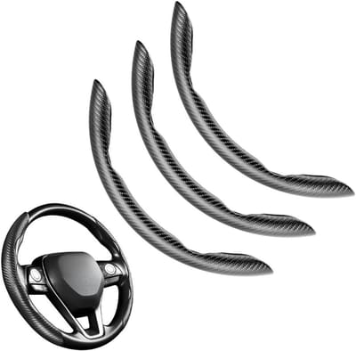 Stuurbescherming Set - Universele Hoezen - Auto Interieur - Koolstofvezel Design - 38 Centimeter - Zwart