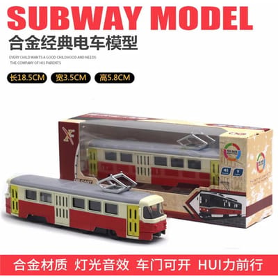 1: 90 Legering Tram Model, Verlichting, Muziek Deuropening, Metro Speelgoed, Bus, Auto Model, Kinderspeelgoed Geavanceerd Auto Model Verzamelingen