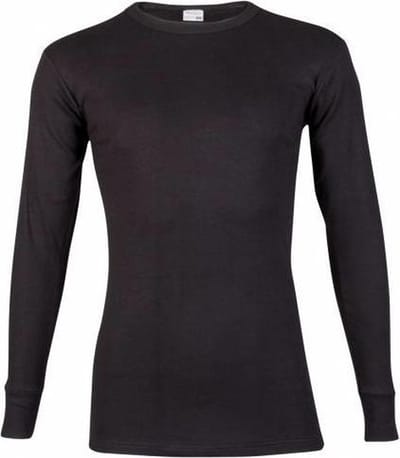 Heren shirt Lange mouw - 100% katoen - Aansluitend ondershirt mannen - Zwart / L