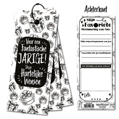 Invulkaart voor een fantastische jarige - Invulkaarten set van 15 stuks - met sluitring - invulkaartjes om af te geven - Verjaardagswensen - Zwart Wit