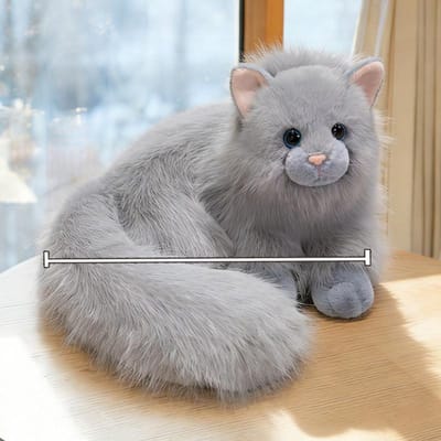 30cm Liggend Pluizig Katje Pluche Speelgoed Gevuld Grijs Wit Dier Cartoon Pluche Speelgoed Als Echt Huisdecoratie Cadeau 30cm