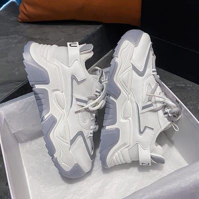 Daddy Schoenen Dames Lente Nieuw Koreaanse Versie van Sportschoenen met Dikke Zool Ronde Neus Verhoogd Student Casual Schoenen 40 white
