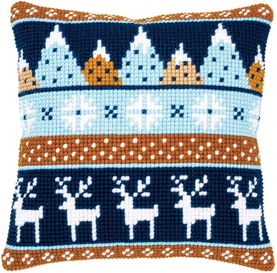 Vervaco - Kruissteekkussen kit - Kerst - Wintermotiefjes - PN-0170317 - Borduren - Borduurpakket - Borduurpakket volwassenen - Borduurpakket kind