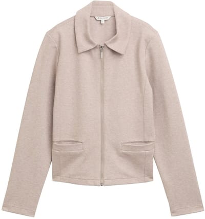 Tom Tailor - Regular fit jas met rits - Maat S - soft taupe melange