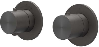 IVY Concord Afbouwdeel Inbouwthermostaat met 2-Weg Stop-Omstel Symmetry met Ronde Rozetten - RVS 316 Geborsteld Carbon Black PVD