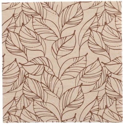 10x 20 Servetten 3-laags 1/4 vouw 33 cm x 33 cm natuur Shapes of Leaves gemaakt van gerecycled papier
