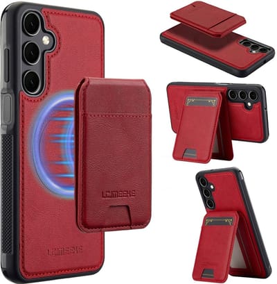LC.IMEEKE Hoesje - Geschikt voor Samsung Galaxy A17 Hoesje - LC.IMEEKE L3 - Leather Back Cover met Pasjeshouder - MagSafe Compatible - Rood