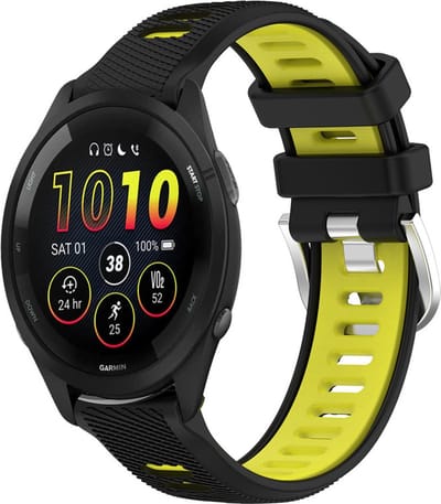 Siliconen bandje - geschikt voor Xiaomi Mi Watch / Watch 2 (PRO) / Watch S1 / Watch S1 Pro / Watch S2 / Watch S3 / Watch S4 / Watch S5 / Haylou / Redmi Watch 5 Active & Lite - zwart-limoengroen