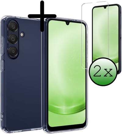 Hoesje Met 2x Screenprotector - Geschikt voor Samsung Galaxy A26 - Sterk & Shockproof - Back Cover - Siliconen Case - Telefoon Hoes - Transparant