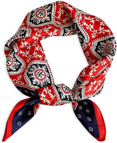 Zijde Sjaal voor Vrouwen - Kleine Vierkante Vintage Sjaals met Paisley Print, Lichtgewicht en Zacht, Ideaal als Accessoire en Haarband, Rood
