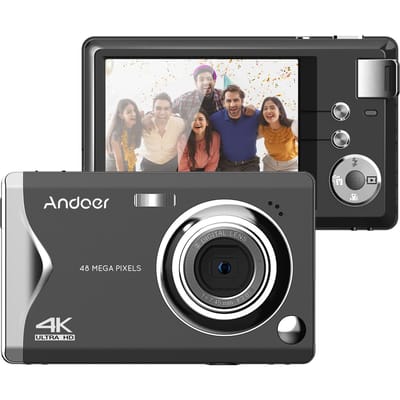 Andoer 3,0 pouces TFT appareil photo numérique portable 48MP 4K Ultra HD 16X Zoom mise au point automatique retardateur visage noir