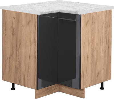 Vicco Fame-Line Hoekkast – 80.5 cm, WB Marmer Antraciet Hoogglans