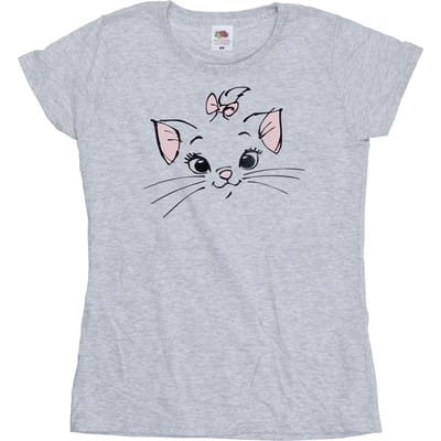 Disney Dames/Dames Klassiek Marie Face Pocket Katoenen T-Shirt (Sportgrijs)