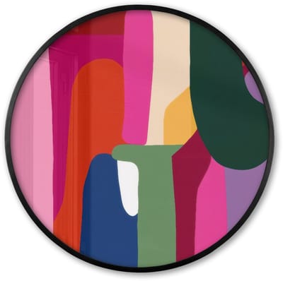 Poster in lijst Rond - Fotolijst 60x60 cm - Posters - Kleurvakken - Recht - Rond - Abstract - Ronde posterlijst zwart - Decoratie - Wanddecoratie woonkamer - Muurdecoratie slaapkamer