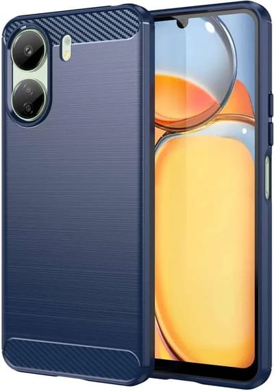 Geborsteld TPU Hoesje Geschikt voor Xiaomi Poco C65 / Xiaomi Redmi 13C | Beschermhoes | Back Cover | Flexibel TPU | Stijlvol Carbon | Dun | Blauw