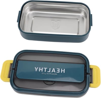 Luchtdichte RVS Lunchbox voor Volwassenen, 700 ml Capaciteit, Geschikt voor Magnetron en School of Kantoor (Blauw Groen)