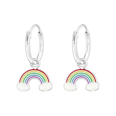 Zilveren kinderoorbellen regenboog hanger | Oorringen Meisje Zilver | Zilverana | Sterling 925 Silver