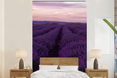 Behang - Fotobehang Lavendel - Paars - Bloemen - Natuur - Breedte 160 cm x hoogte 240 cm