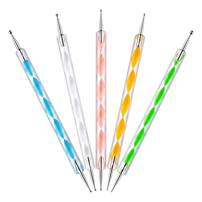 Mix kleur kunststof embossing stylus gereedschap set voor beide dubbelzijdig met metalen punt 5 delig dotting tool voor nail art scrapbooking en embossing technieken