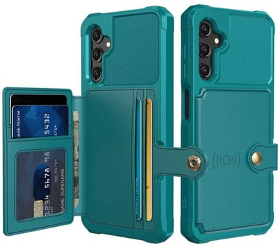 Portemonnee Hoesje Geschikt voor Samsung Galaxy A15 - Back Cover met Pasjeshouder - Telefoonhoesje voor Pinpas - Kaarthouder op Achterkant - Case met Magneet Groen