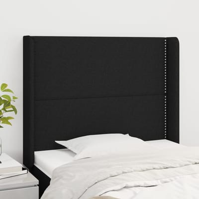 vidaXL - Hoofdbord - met - randen - 93x16x118/128 - cm - stof - zwart