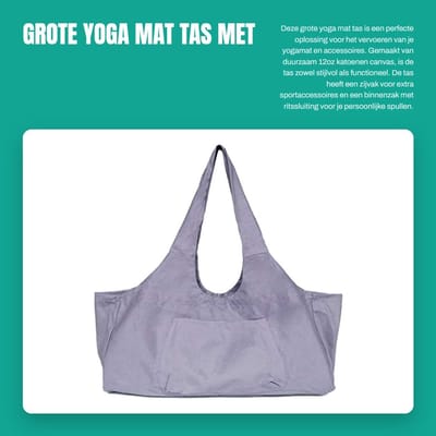 Dailygoods- Yoga Mat Tas Duurzaam - Sporttas Dames - Sporttas Heren - Draagtas met Rits - Zijvak voor Accessoires - 29x12x9 Inch