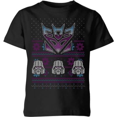 Decepticons Classic Ugly Knit Kids' Christmas T-Shirt - Black - 98/104 (3-4 jaar)