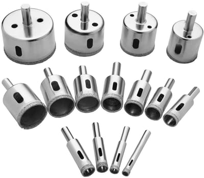 GELLDG 15-delige diamantboor set - Gatenzaag gereedschapskit - Tegelgatenzaag - Geschikt voor glas, tegels, keramiek, marmer, porselein - 6 mm-50 mm